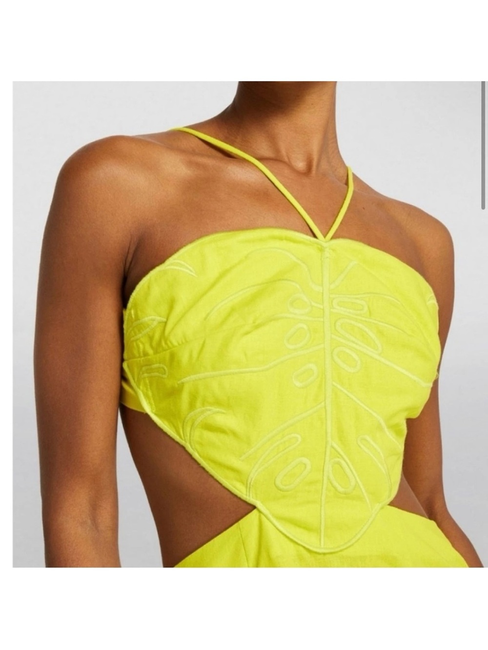 Farm Rio Lime Green Monstera Midi Dress Size Large NWT - Picture 6 of 14